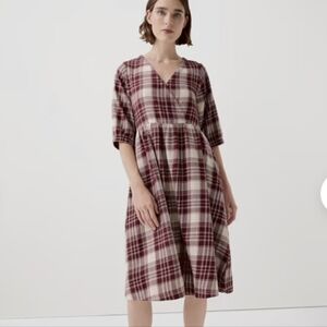 Plaid V-Neck Midi Dress